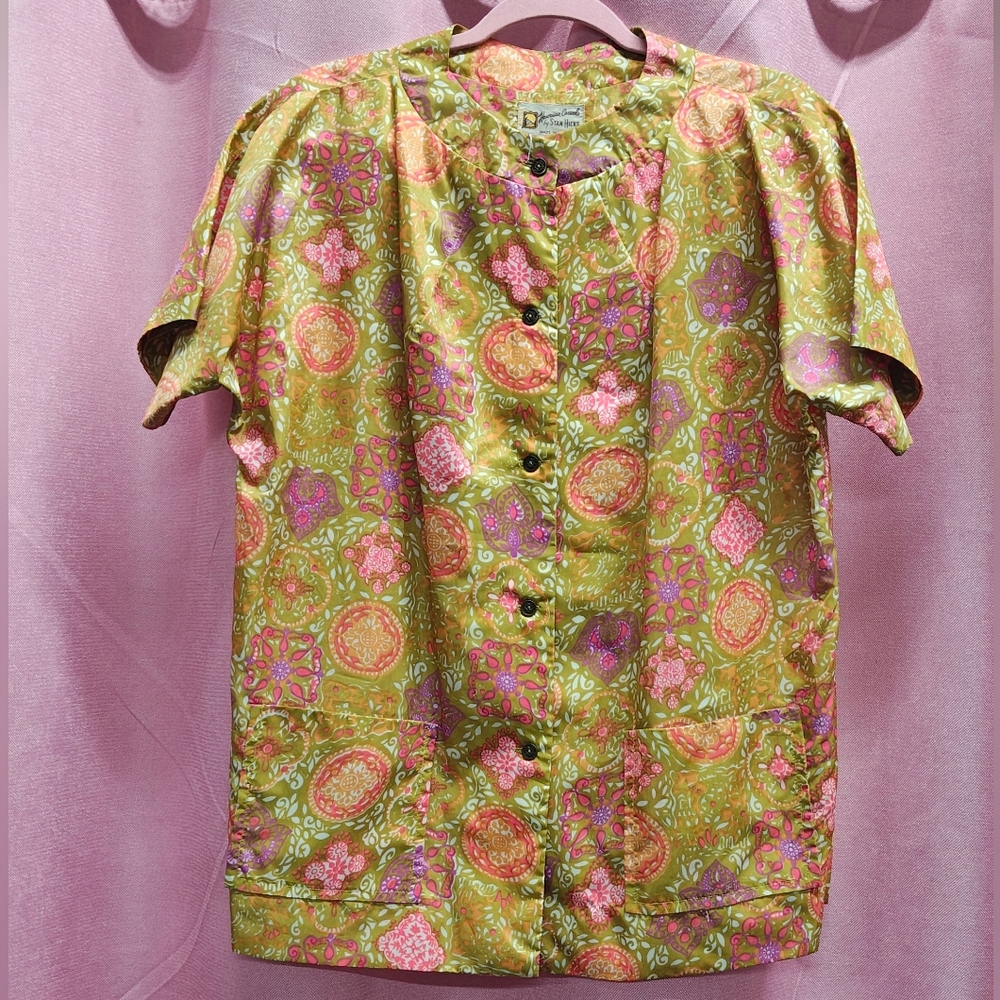 Hawaiian Casuals By Stan Hicks Olive Green Button Up Sz M (?)